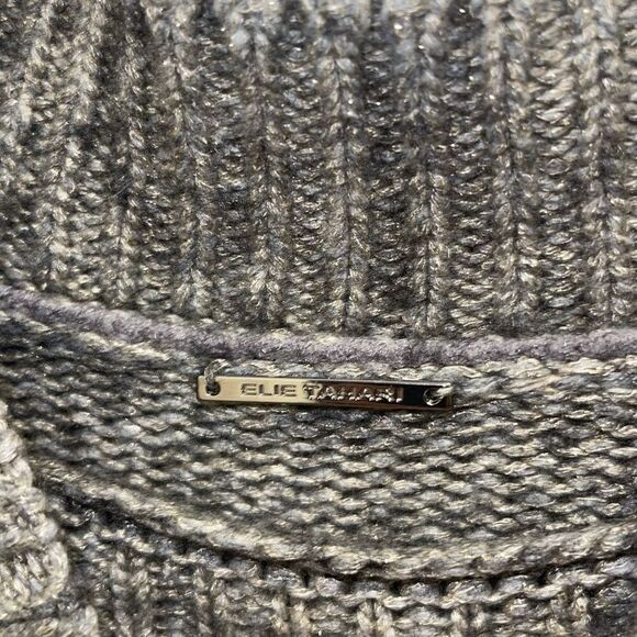Elie Tahari Womens Mock Neck Metallic Speckle Sweater Charcoal Gray Size Small - Picture 6 of 10